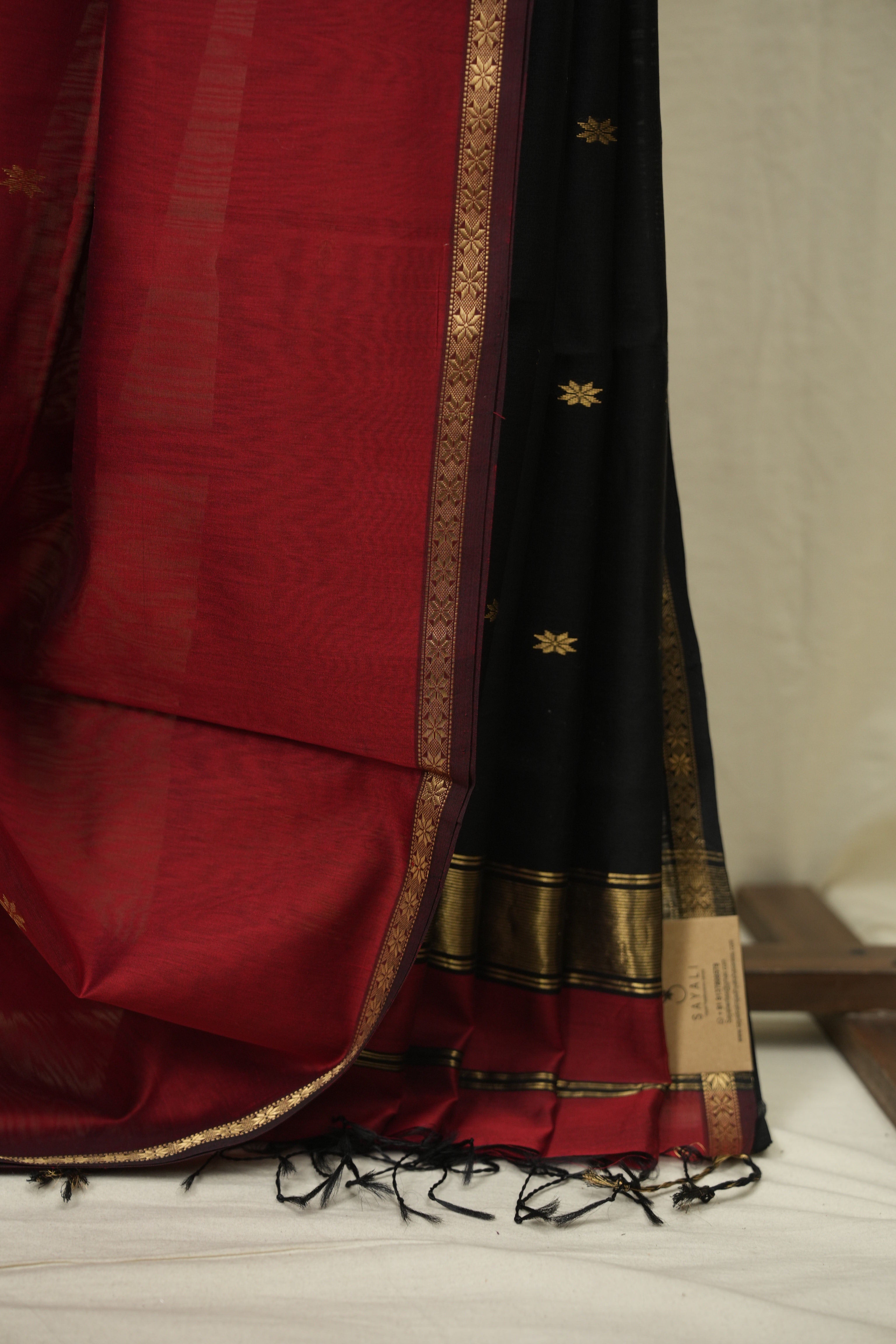 Maroon Maheshwari Saree - SRMMS1338