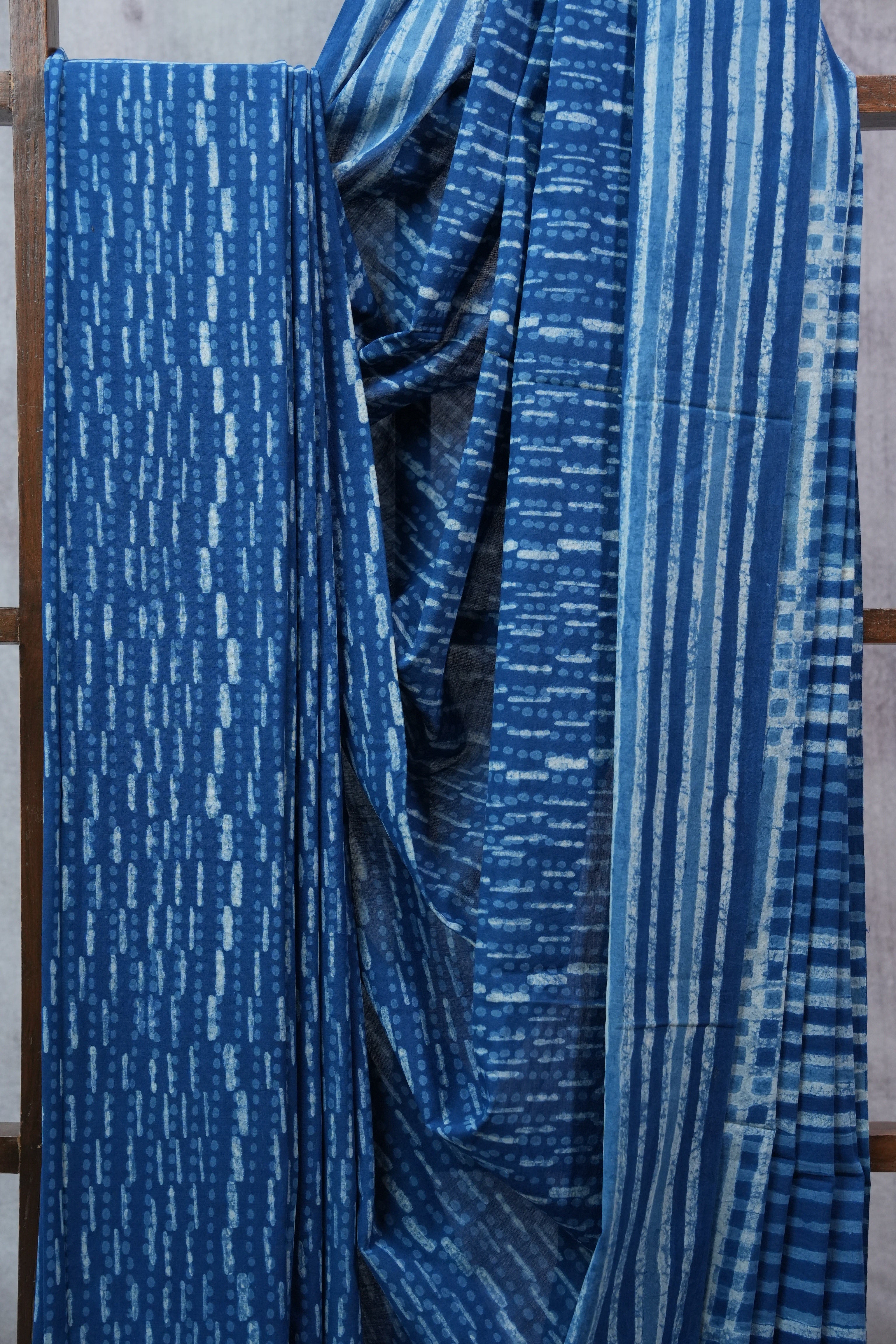 Indigo HBP Cotton Saree - SRICS2284