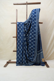 Indigo HBP Cotton Saree - SRICS2708