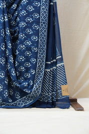 Indigo HBP Cotton Saree - SRICS2708
