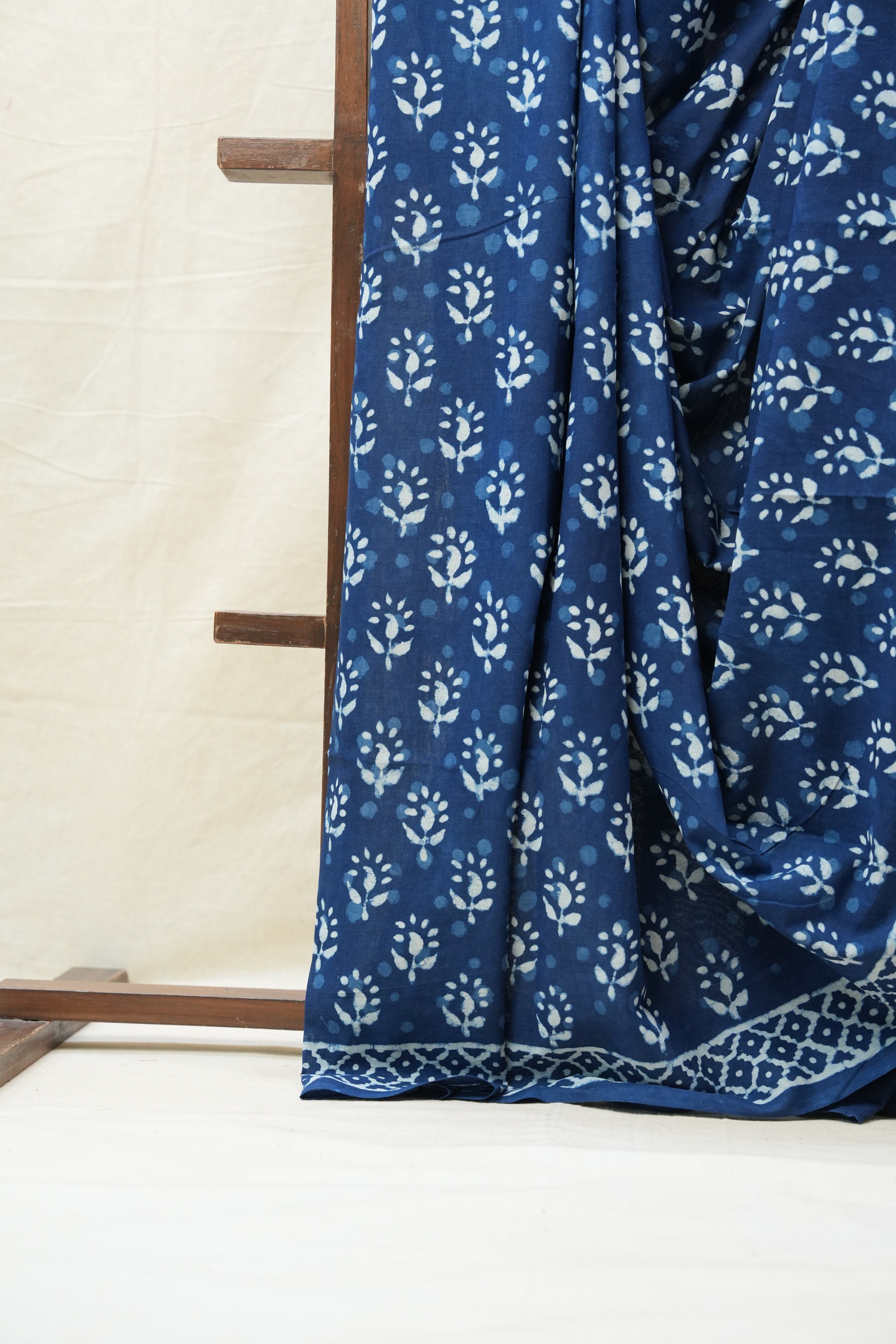 Indigo HBP Cotton Saree - SRICS2708