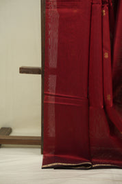 Maroon Maheshwari Saree - SRMMS1338