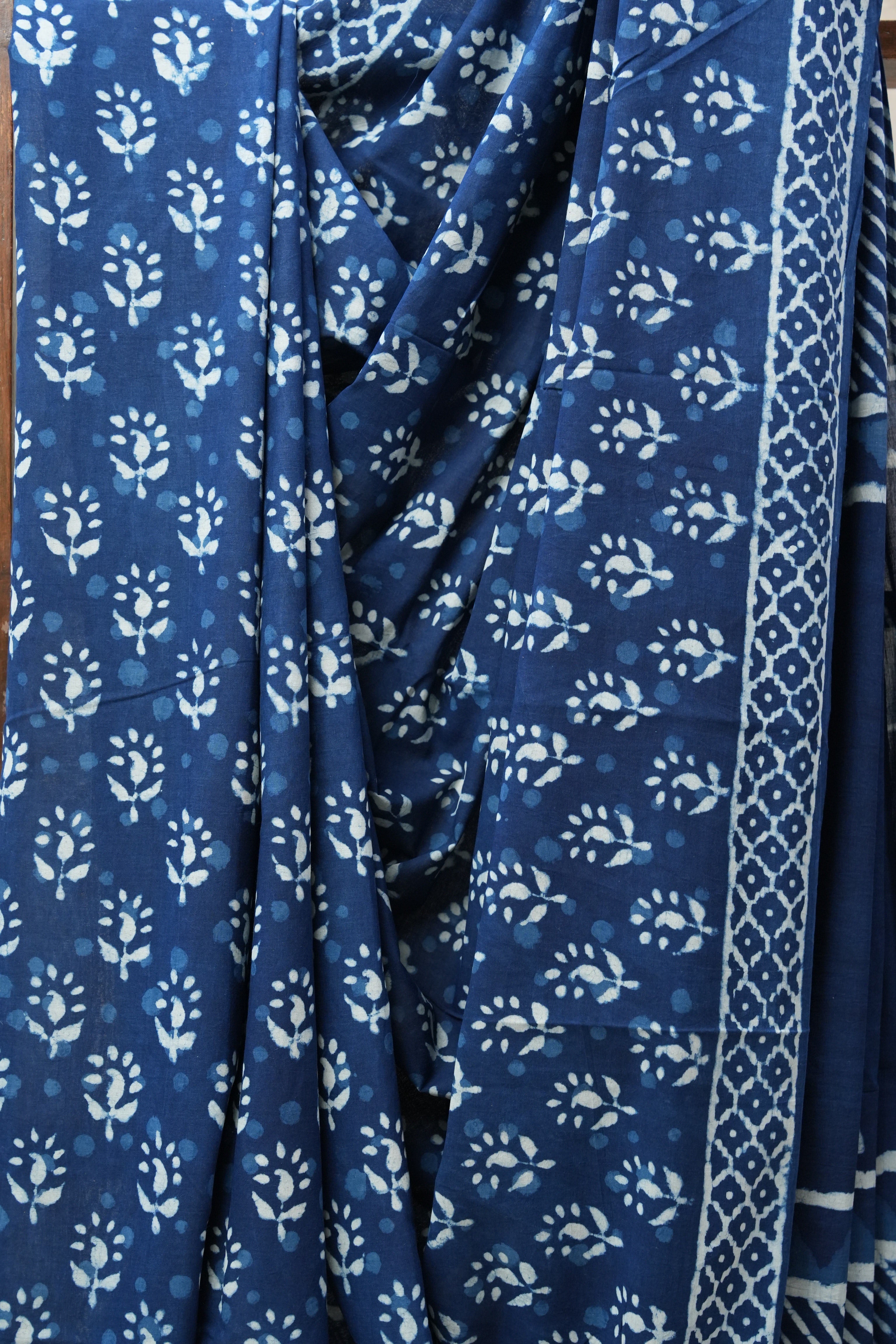 Indigo HBP Cotton Saree - SRICS2708