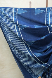 Indigo HBP Cotton Saree - SRICS2708