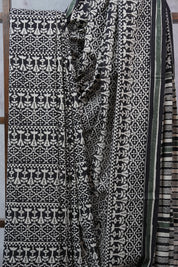 Black HBP Cotton Saree - SRBCS2332