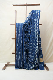 Indigo HBP Cotton Saree - SRICS2711