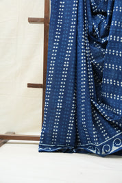 Indigo HBP Cotton Saree - SRICS2711