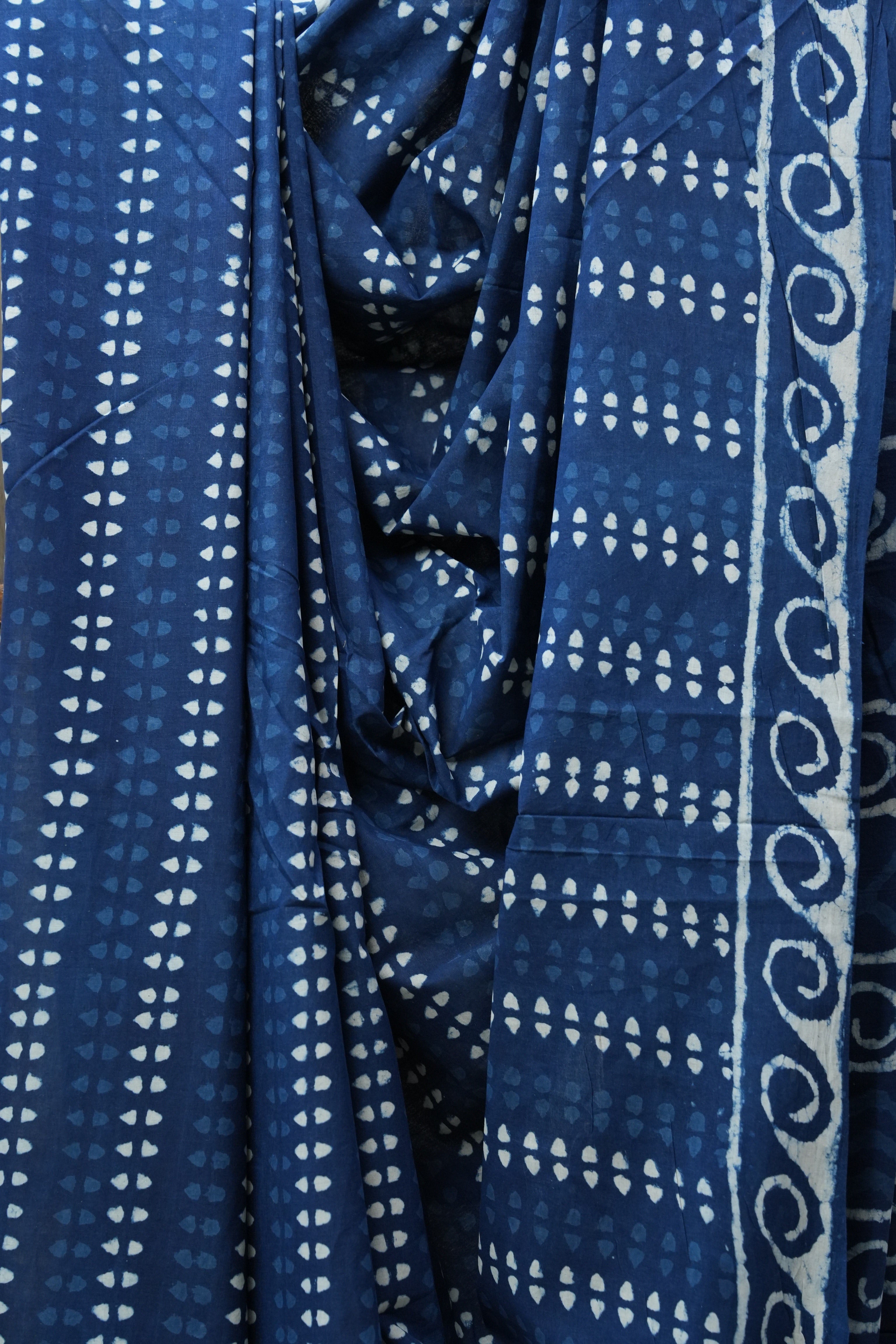 Indigo HBP Cotton Saree - SRICS2711