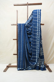 Indigo HBP Cotton Saree - SRICS2712