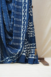 Indigo HBP Cotton Saree - SRICS2712