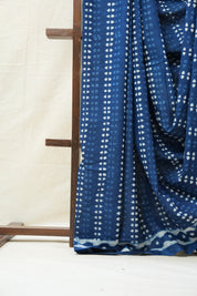 Indigo HBP Cotton Saree - SRICS2712