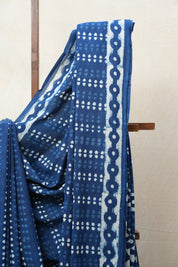 Indigo HBP Cotton Saree - SRICS2712