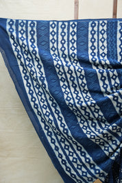 Indigo HBP Cotton Saree - SRICS2712