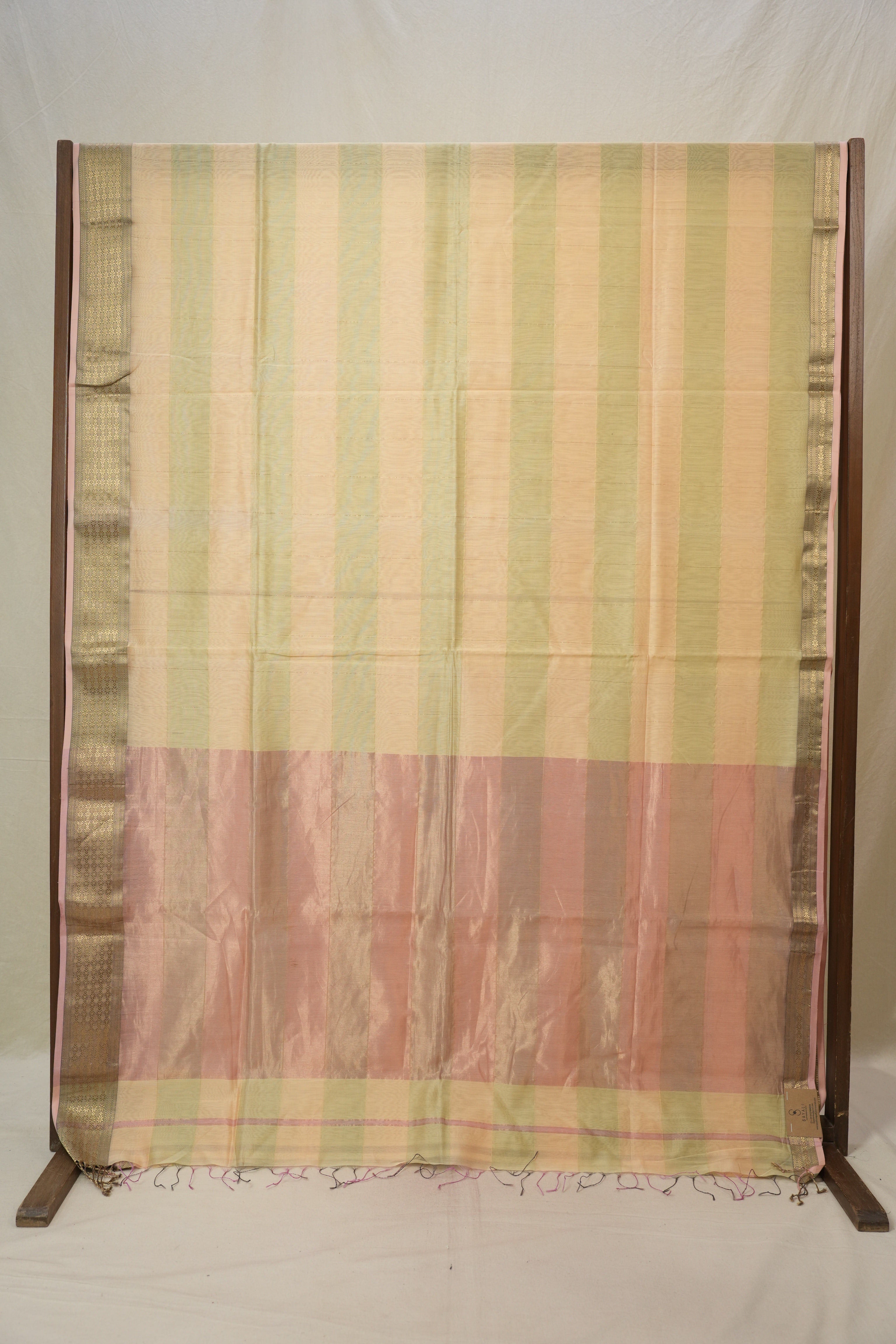 Peach Sage Green Maheshwari Saree - SRPSGMS1005