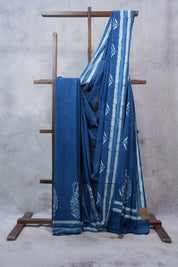 Indigo HBP Cotton Saree - SRICS2311