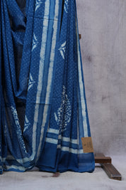 Indigo HBP Cotton Saree - SRICS2311