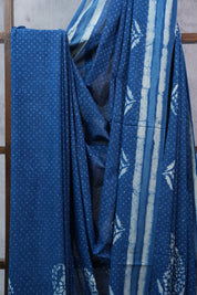 Indigo HBP Cotton Saree - SRICS2311