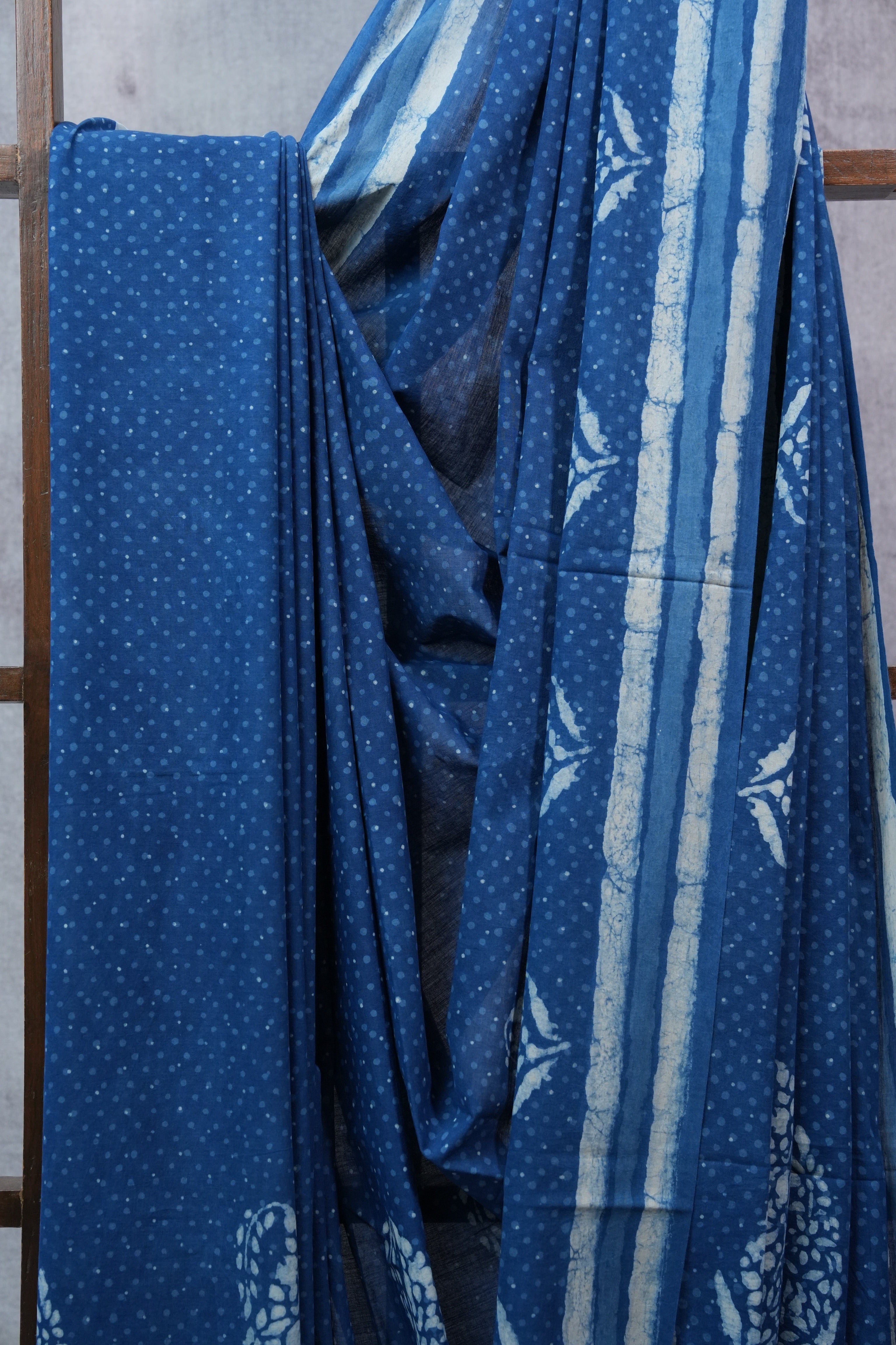 Indigo HBP Cotton Saree - SRICS2311