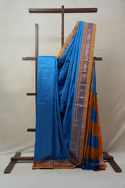 Blue Silk Ilkal Saree With Chikki Border  - SRBSIS151