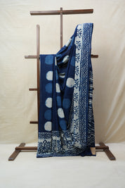 Indigo HBP Cotton Saree - SRICS2650