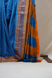 Blue Silk Ilkal Saree With Chikki Border  - SRBSIS151
