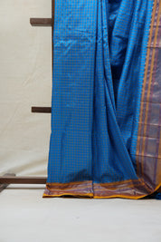 Blue Silk Ilkal Saree With Chikki Border  - SRBSIS151