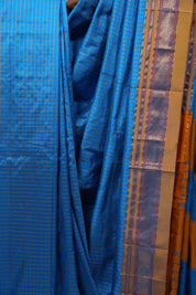 Blue Silk Ilkal Saree With Chikki Border  - SRBSIS151