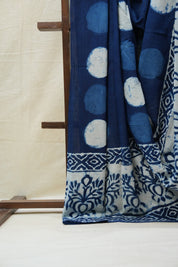Indigo HBP Cotton Saree - SRICS2650