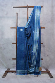 Indigo HBP Cotton Saree - SRICS2314