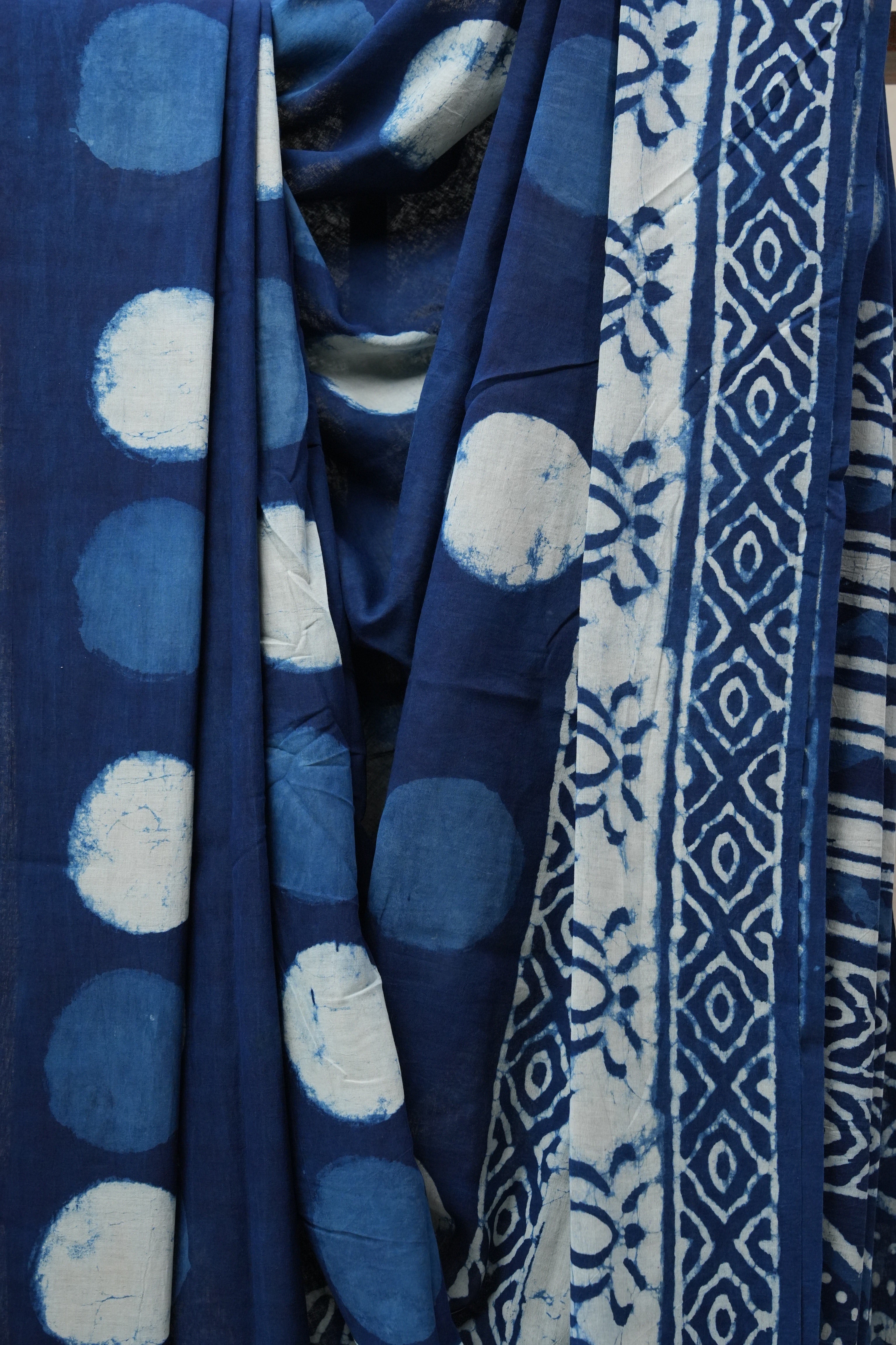 Indigo HBP Cotton Saree - SRICS2650