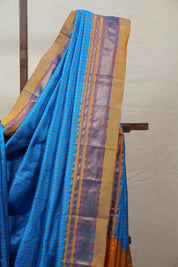 Blue Silk Ilkal Saree With Chikki Border  - SRBSIS151