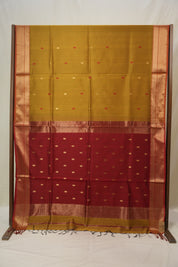 Mustard Yellow Maheshwari Saree - SRMYMS884