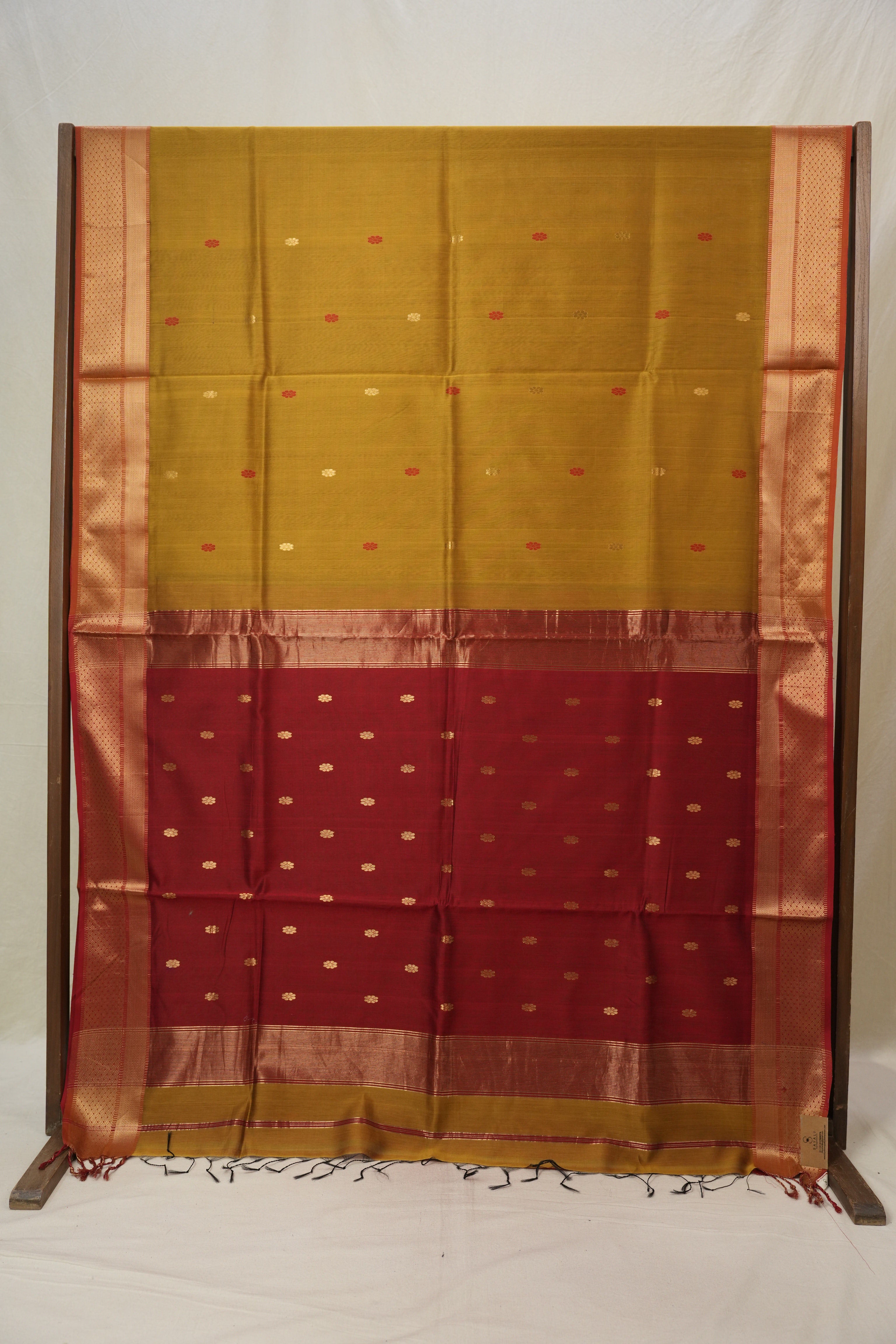 Mustard Yellow Maheshwari Saree - SRMYMS884