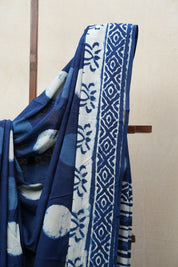 Indigo HBP Cotton Saree - SRICS2650