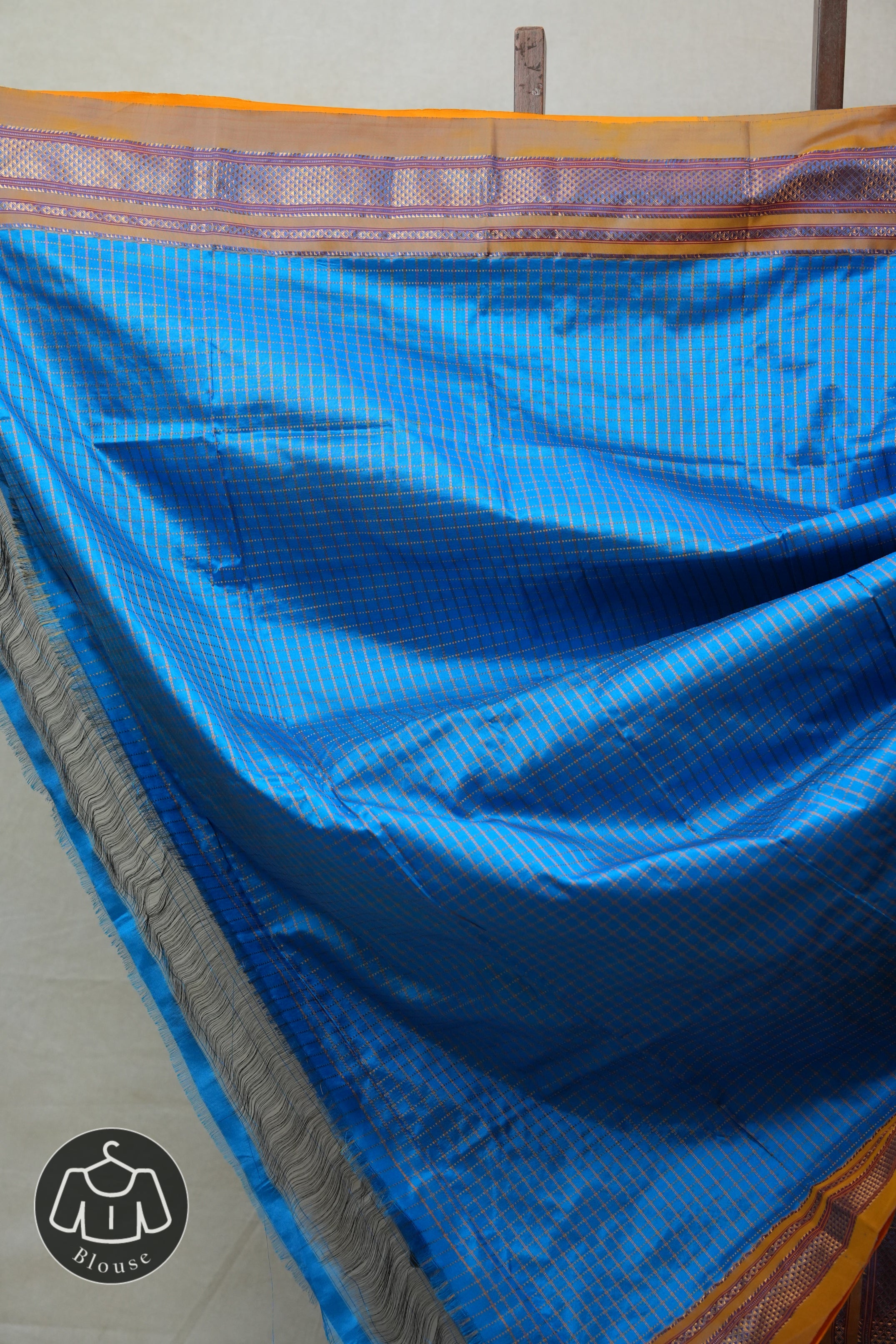 Blue Silk Ilkal Saree With Chikki Border  - SRBSIS151