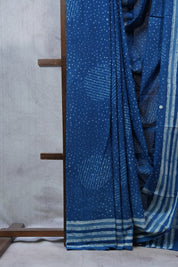 Indigo HBP Cotton Saree - SRICS2314