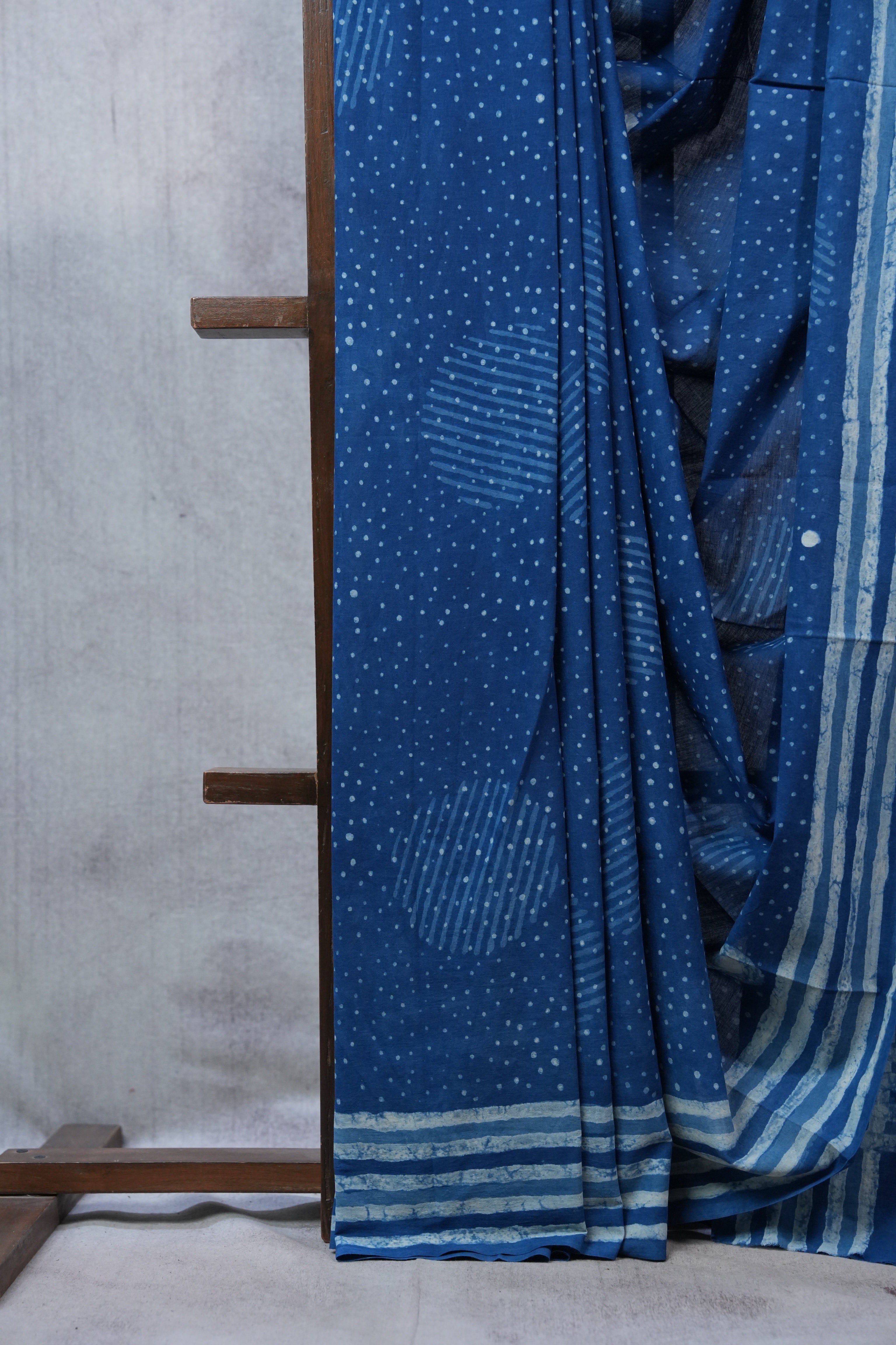 Indigo HBP Cotton Saree - SRICS2314