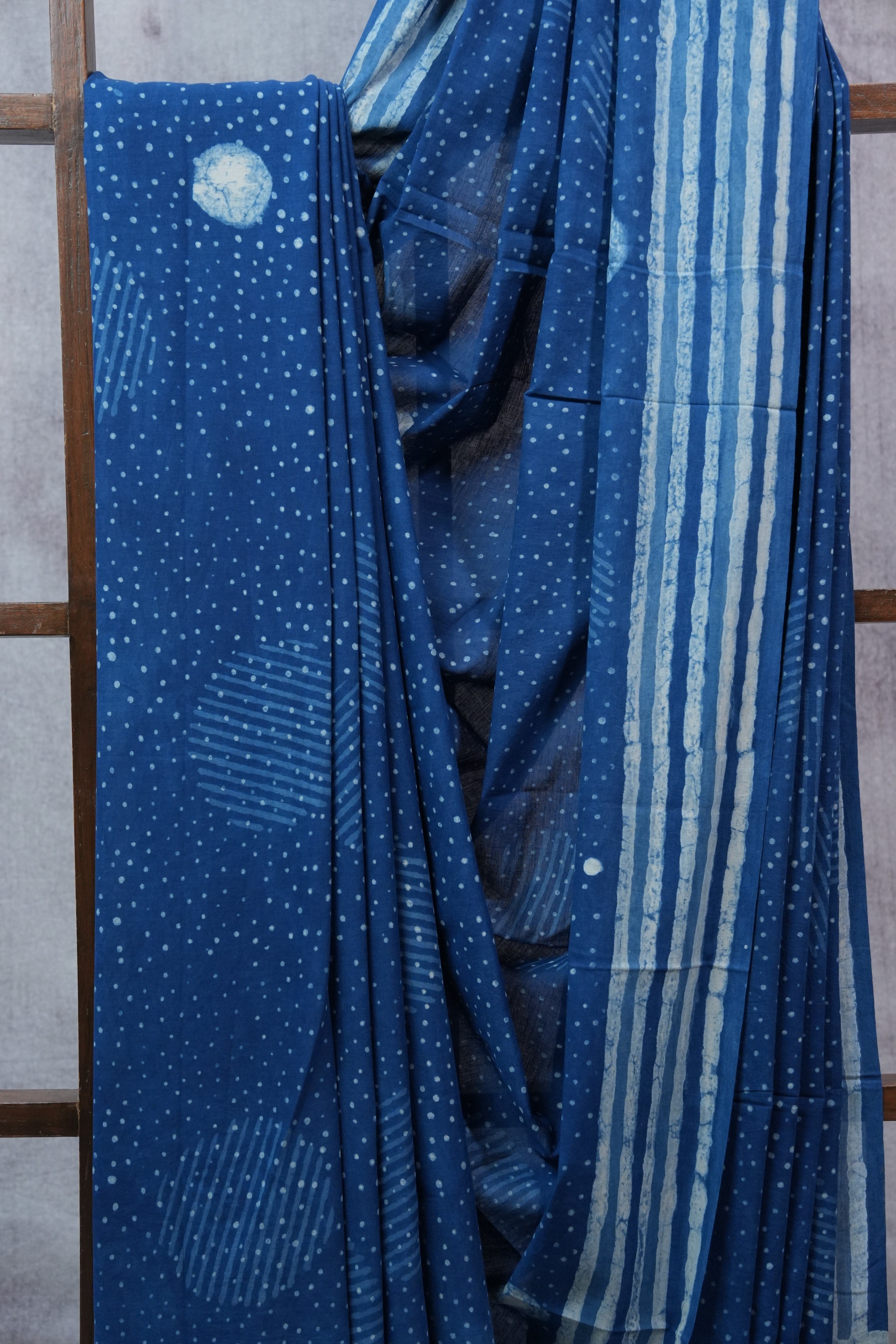Indigo HBP Cotton Saree - SRICS2314