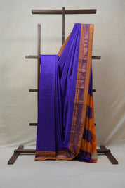 Blue Silk Ilkal Saree With Chikki Border - SRBSIS169
