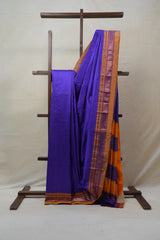 Blue Silk Ilkal Saree With Chikki Border - SRBSIS169