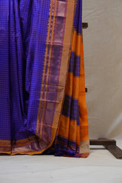 Blue Silk Ilkal Saree With Chikki Border - SRBSIS169