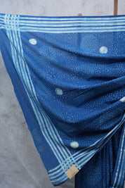 Indigo HBP Cotton Saree - SRICS2314