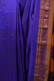 Blue Silk Ilkal Saree With Chikki Border - SRBSIS169