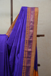 Blue Silk Ilkal Saree With Chikki Border - SRBSIS169