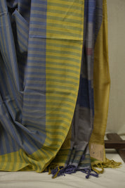 Slate Blue Cotton Ilkal Saree - SRBCIS1058