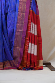 Blue Silk Ilkal Saree With Chikki Border - SRBSIS171