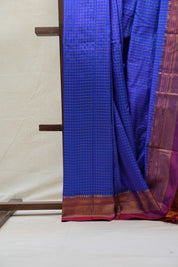 Blue Silk Ilkal Saree With Chikki Border - SRBSIS171