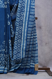 Indigo HBP Cotton Saree - SRICS2310