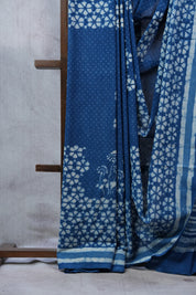 Indigo HBP Cotton Saree - SRICS2310