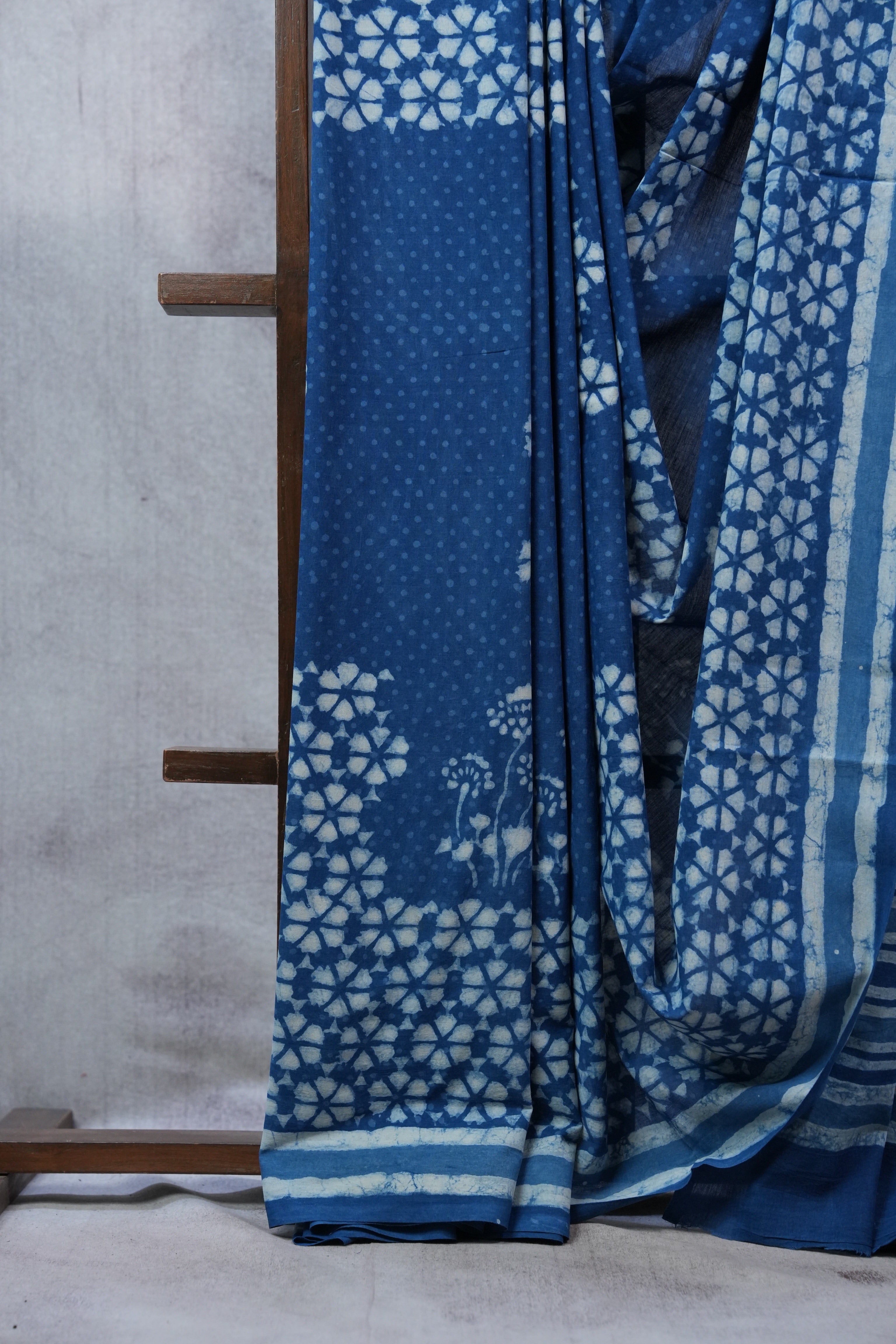 Indigo HBP Cotton Saree - SRICS2310